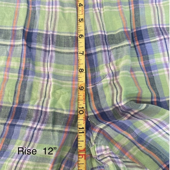 Polo by Ralph Lauren 100% Linen Skater Golf Shorts Green Plaid Plus Size M42 - Picture 13 of 15